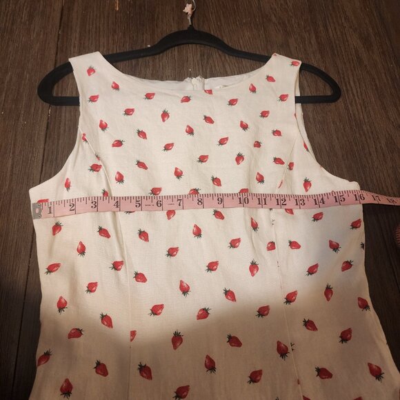 WAYF x Styled by COCO! Jayce Strawberry Print Linen Blend Dress NWT White Med - Picture 5 of 11